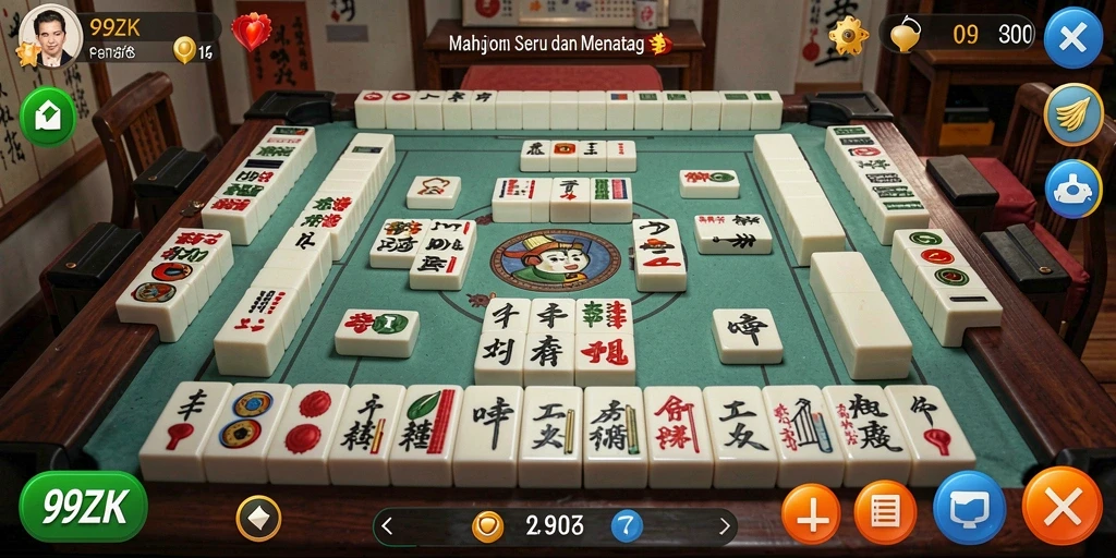 Tampilan screenshot 99ZK dengan gameplay Mahjong yang seru.