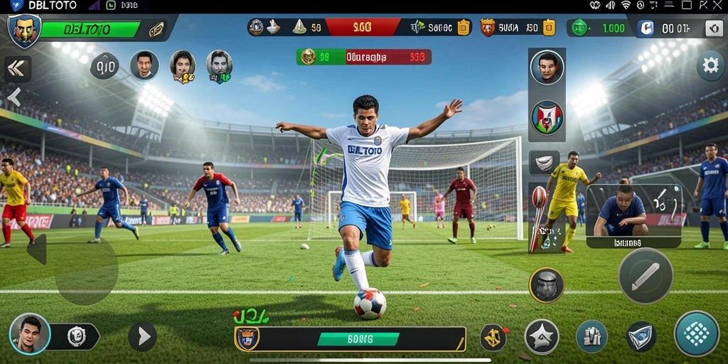 Screenshot gameplay DBLTOTO dengan aksi olahraga yang realistis.