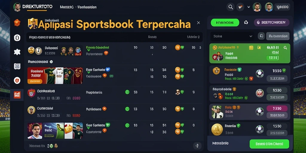Tangkapan layar utama DIREKTURTOTO menunjukkan antarmuka aplikasi Sportsbook yang menarik.