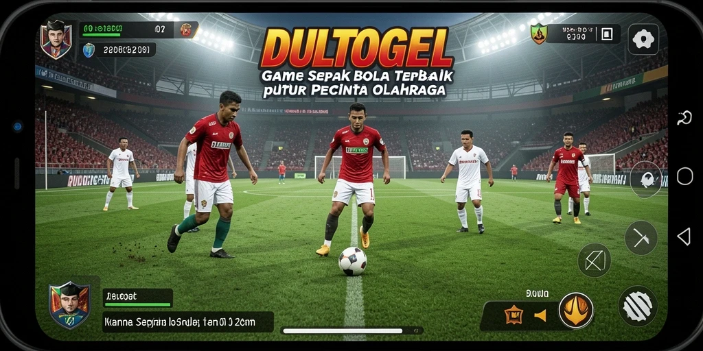 Tampilan gameplay DULTOGEL yang mendebarkan dengan pemain sepak bola.