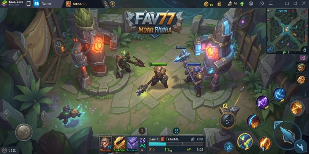 Screenshot FAV77 yang menampilkan aksi seru dalam gameplay MOBA.