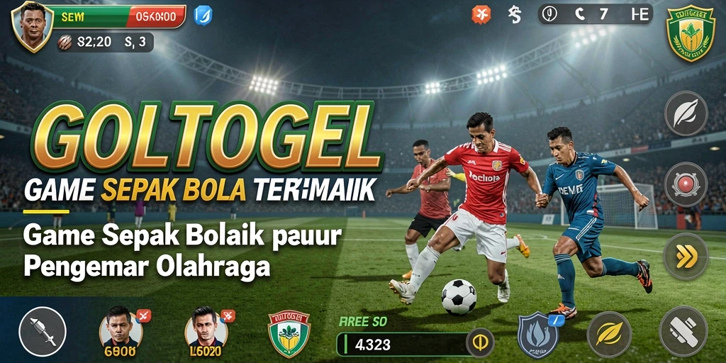 Tampilan gameplay GOLTOGEL dengan aksi sepak bola yang intens.