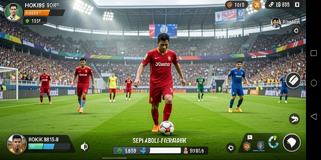 Screenshot gameplay HOKI8815 menampilkan aksi sepak bola yang seru.