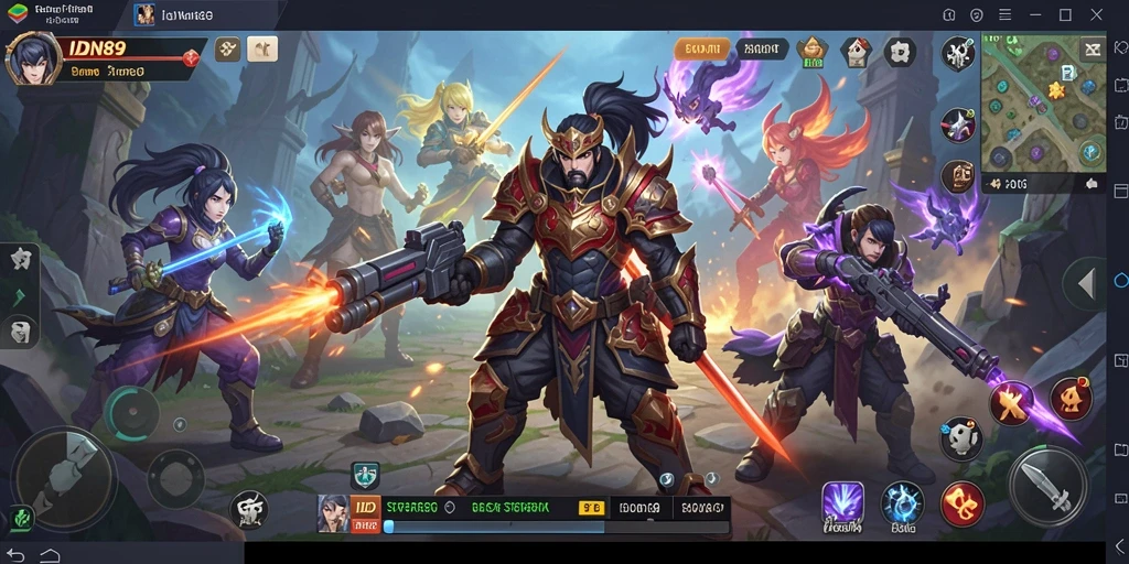 Tangkapan layar game SLG yang menampilkan pertempuran seru di IDN89.