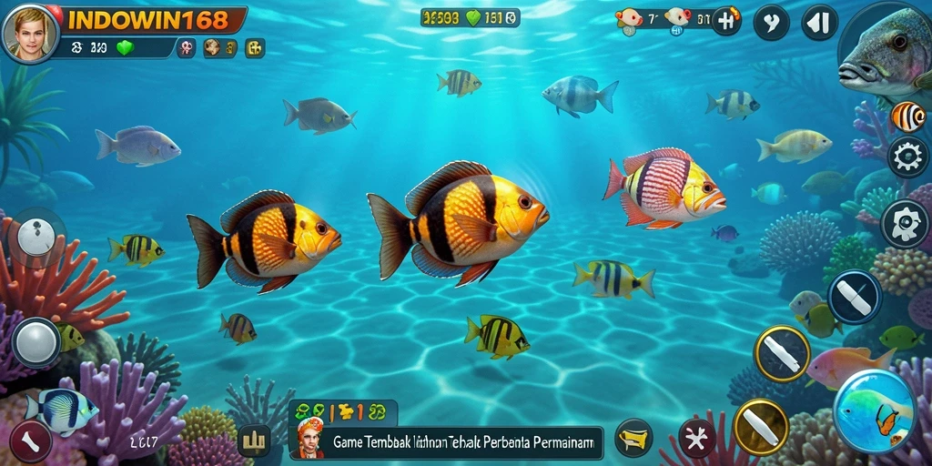 Screenshot gameplay INDOWIN168 dengan aksi menembak ikan yang seru.