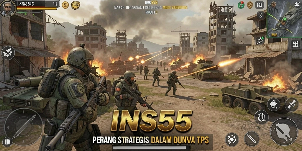 Screenshot INS55 menampilkan aksi seru di medan tempur TPS.