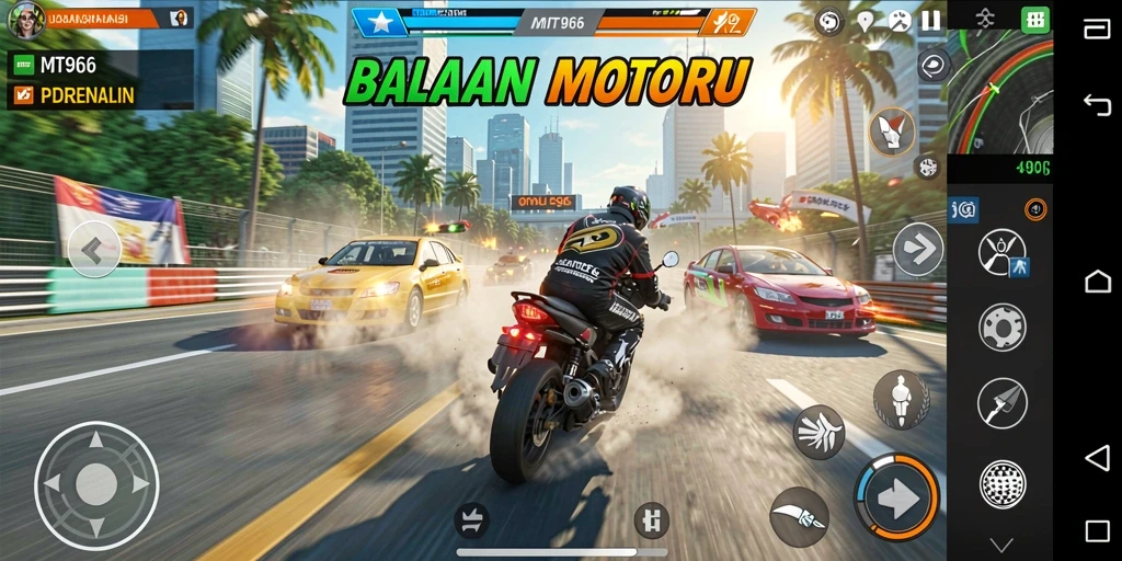 Tampilan menarik gameplay balapan motor yang seru.