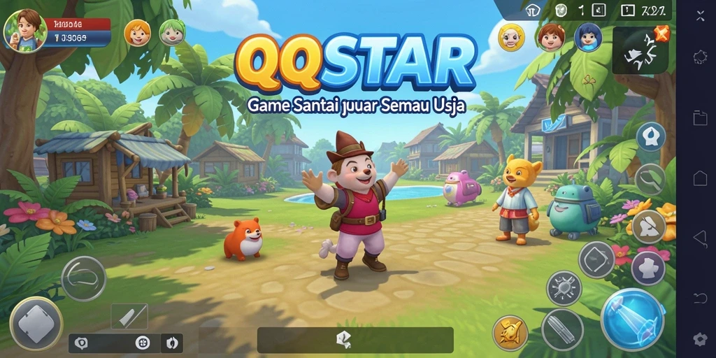 Tampilan utama <strong>QQSTAR</strong> yang ceria dan menghibur.