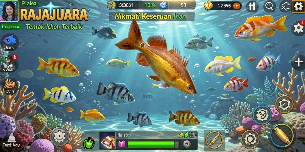 Tangkapan ikan menakjubkan dengan grafis bawah laut yang indah.