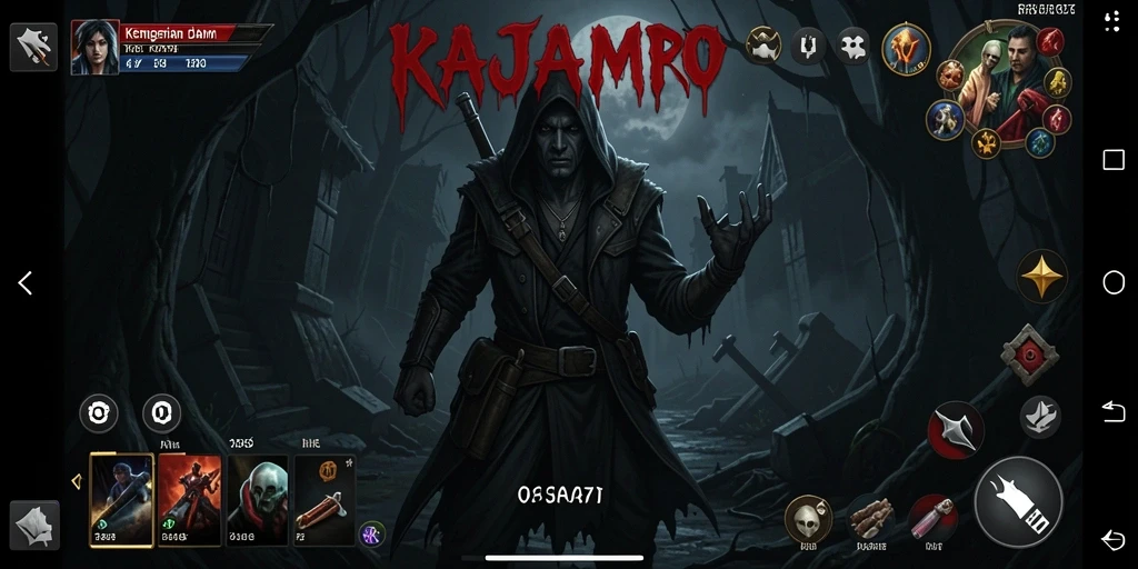 Tampilan gameplay menegangkan dari RAJAMPO yang penuh kegelapan.