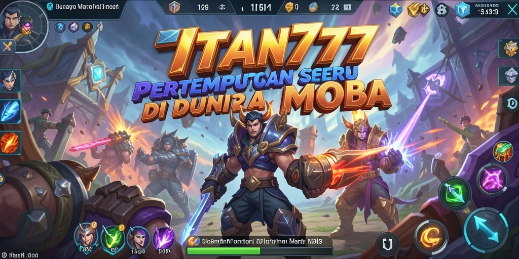Tampilan gameplay seru di TITAN777 dengan aksi MOBA yang intens.