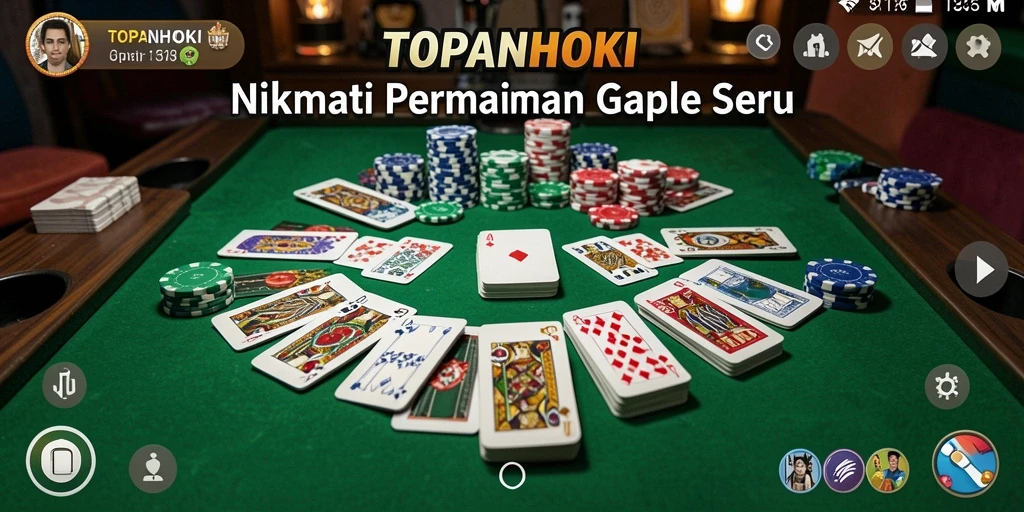 Screenshot gameplay TOPANHOKI menampilkan keseruan bermain Gaple secara real-time.