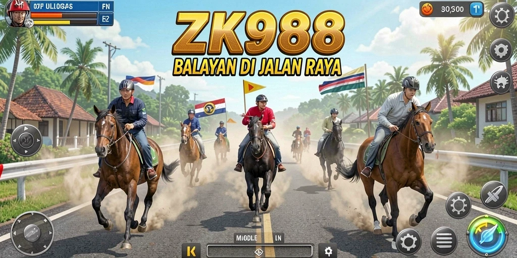 Tampilan menarik dari gameplay balapan ZK988 yang seru dan menegangkan.